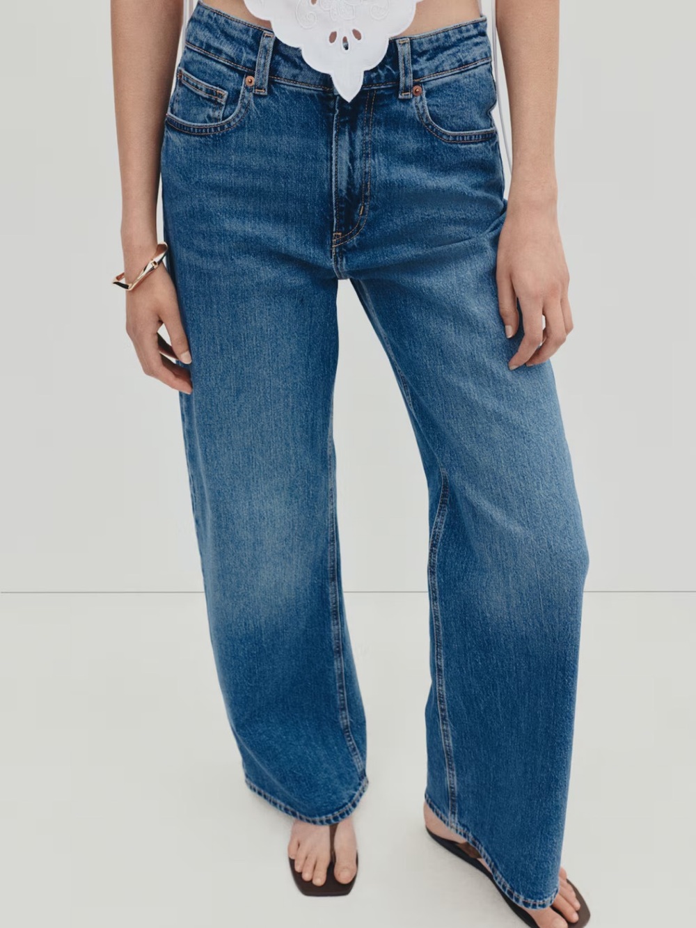 H&M Wide-Leg Jeans in Medium Blue